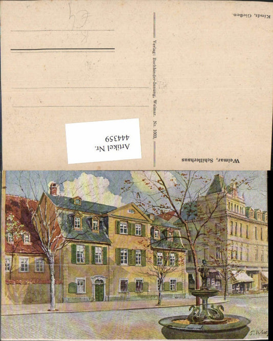 444359,Künstler AK Weimar Schillerhaus Brunnen