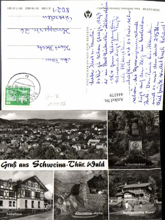 444379, Schweina Totale Fröbelhaus Waldgaststätte Multiview Card
