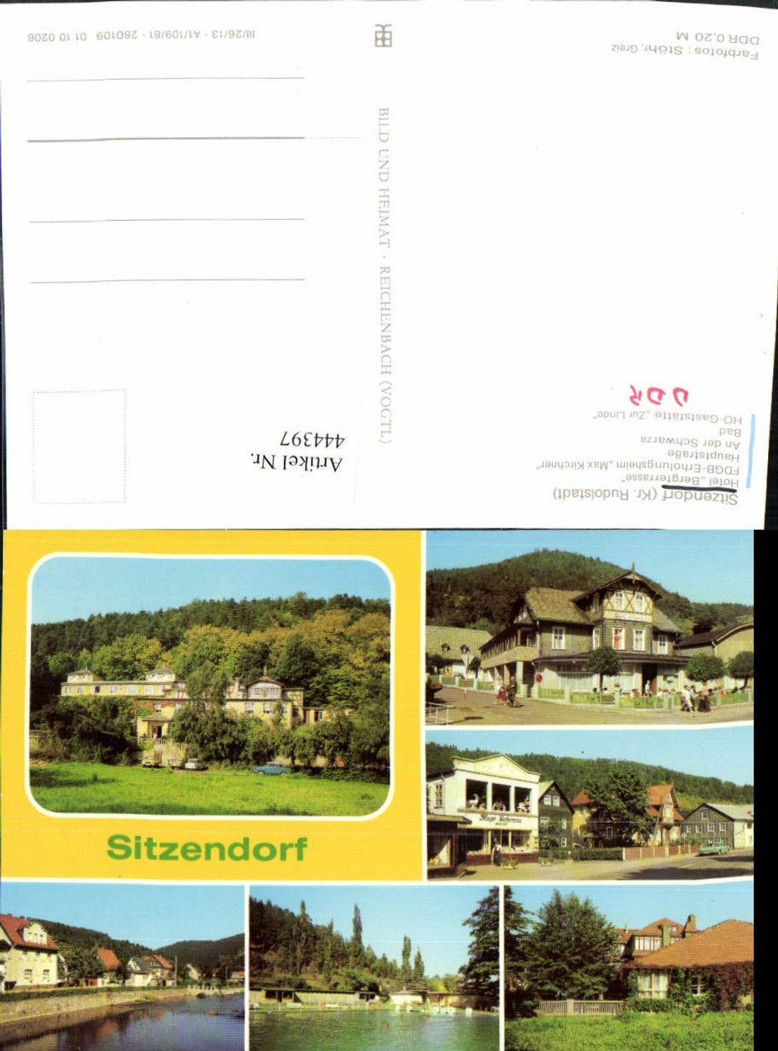 444397, Sitzendorf Total Hotel Erholungsheim Bad Gaststätte Mehrbildkarte pub VEB