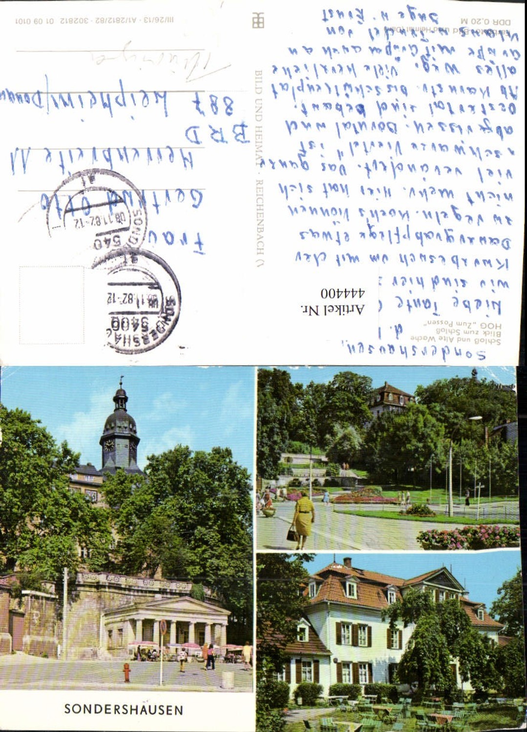 444400, Sondershausen Castle Restaurant "Zum Possen" Multi-image postcard pub VEB