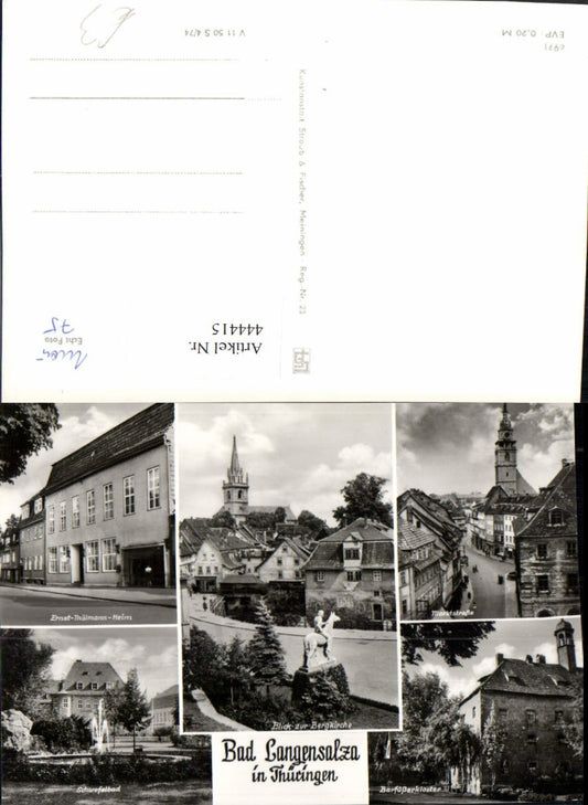 444415, Bad Langensalza Partial view Mountain Church Monastery Multi-view map