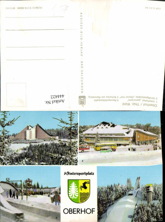 444422, Oberhof Interhotel Racing Luge Ski Jump Multi-image postcard Winter pictures
