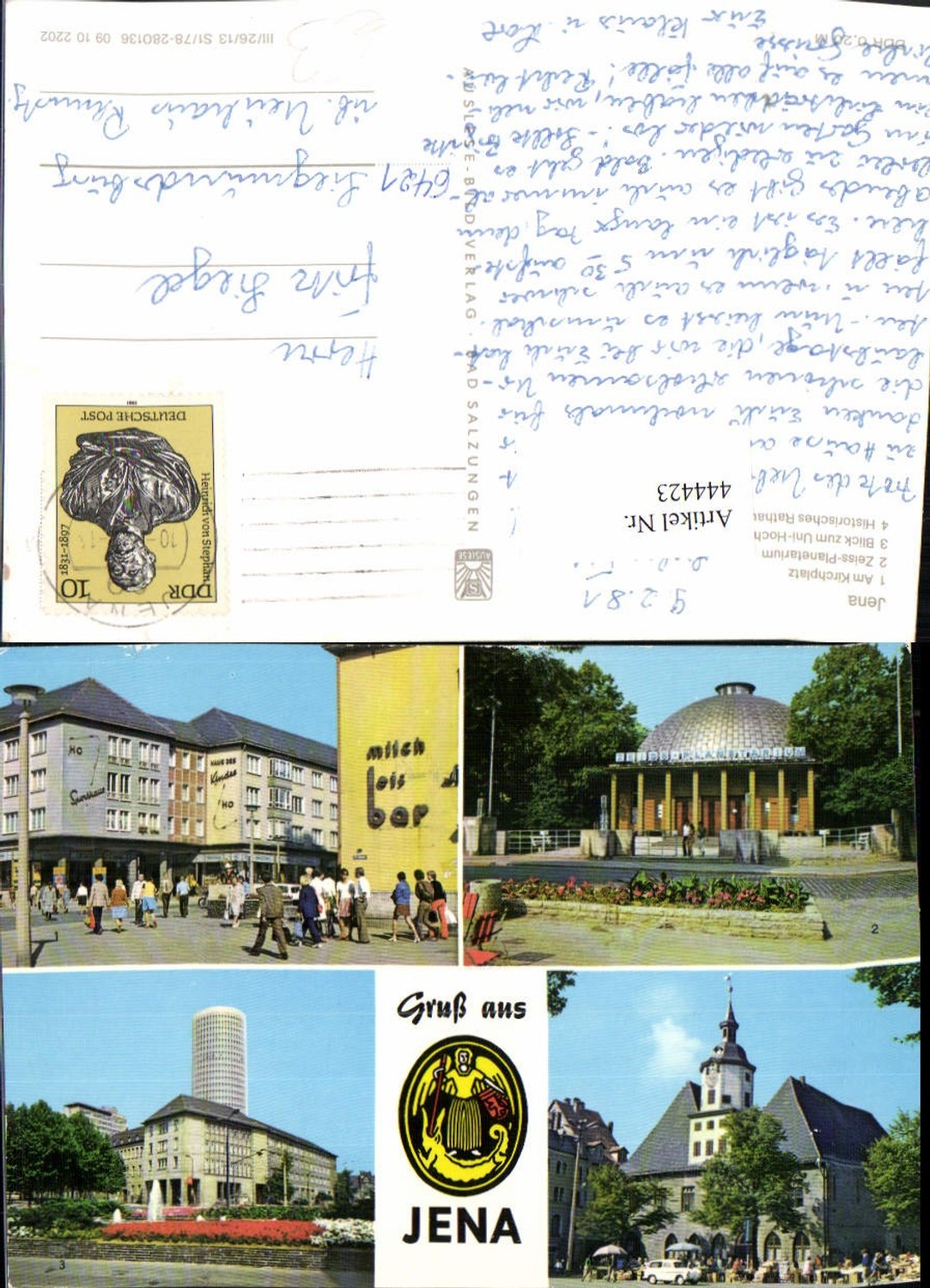 444423,Jena Kirchplatz Planetarium Uni-Hochhaus Rathaus Mehrbildkarte