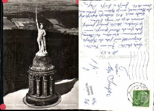 444443,Detmold Hermannsdenkmal Statue Fliegeraufnahme