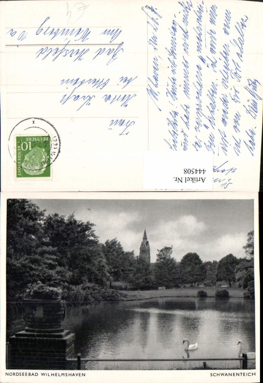 444508,Nordseebad Wilhelmshaven Schwanenteich Schwäne