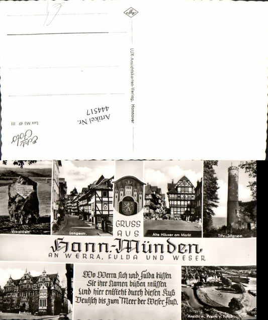 444517,Hannoversch Münden Weserstein Alte Häuser Rathaus Mehrbildkarte
