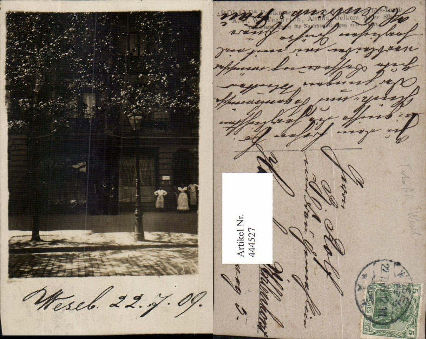 444527,Foto AK Wesel Straßenpartie Laterne