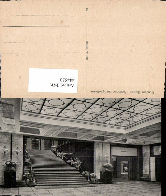 444533, Baden-Baden, Entrance hall to the casino, interior view