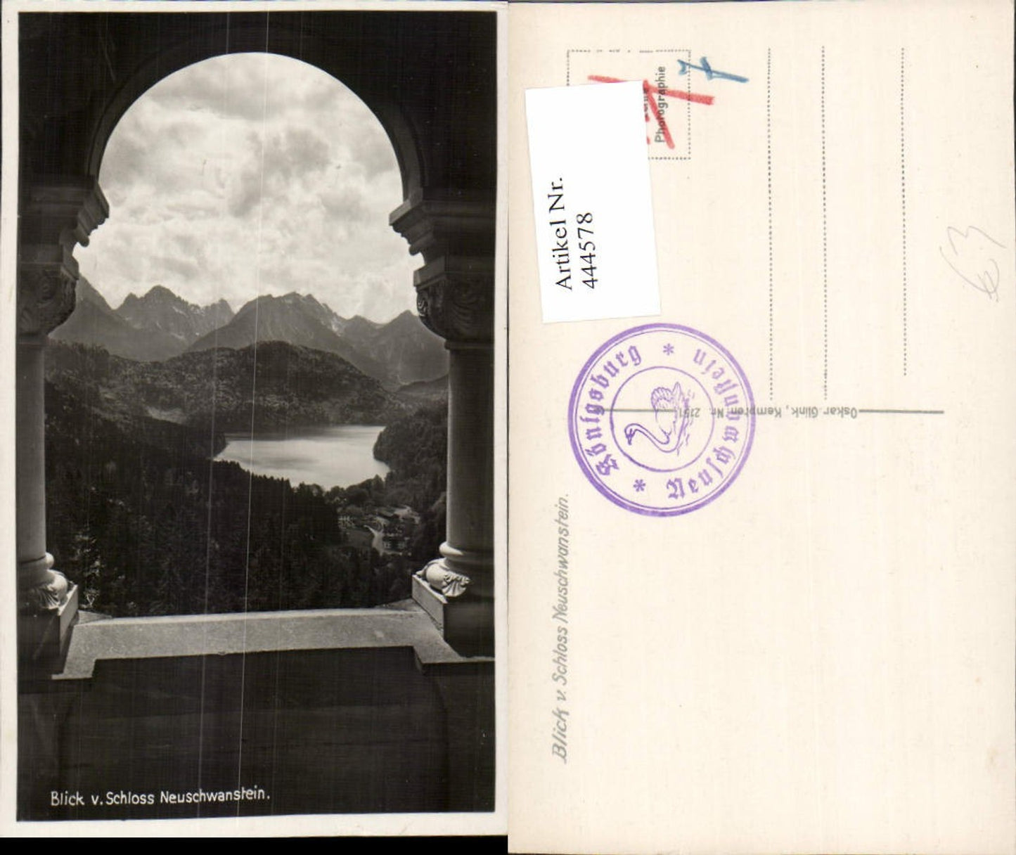 444578,Blick vom Schloss Neuschwanstein b. Füssen Bergkulisse