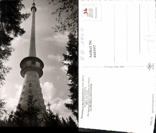 444597,Foto Ak Turm Fernsehturm d. Südwestfunks Waldhaus Donnersberg