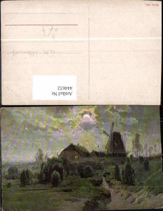 444632,Künstler Ak G. M. Meinzolt Windmühle Landschaft b. Nacht