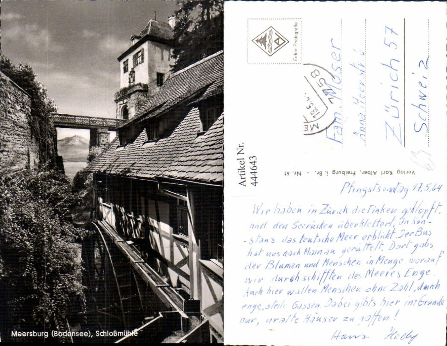 444643,Foto Ak Wassermühle Meersburg Bodensee Schloßmühle