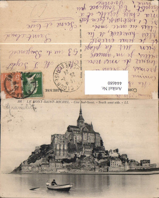 444680,Le Mont-Saint-Michel Cote Sud Quest Kloster Kirche Ruderboot