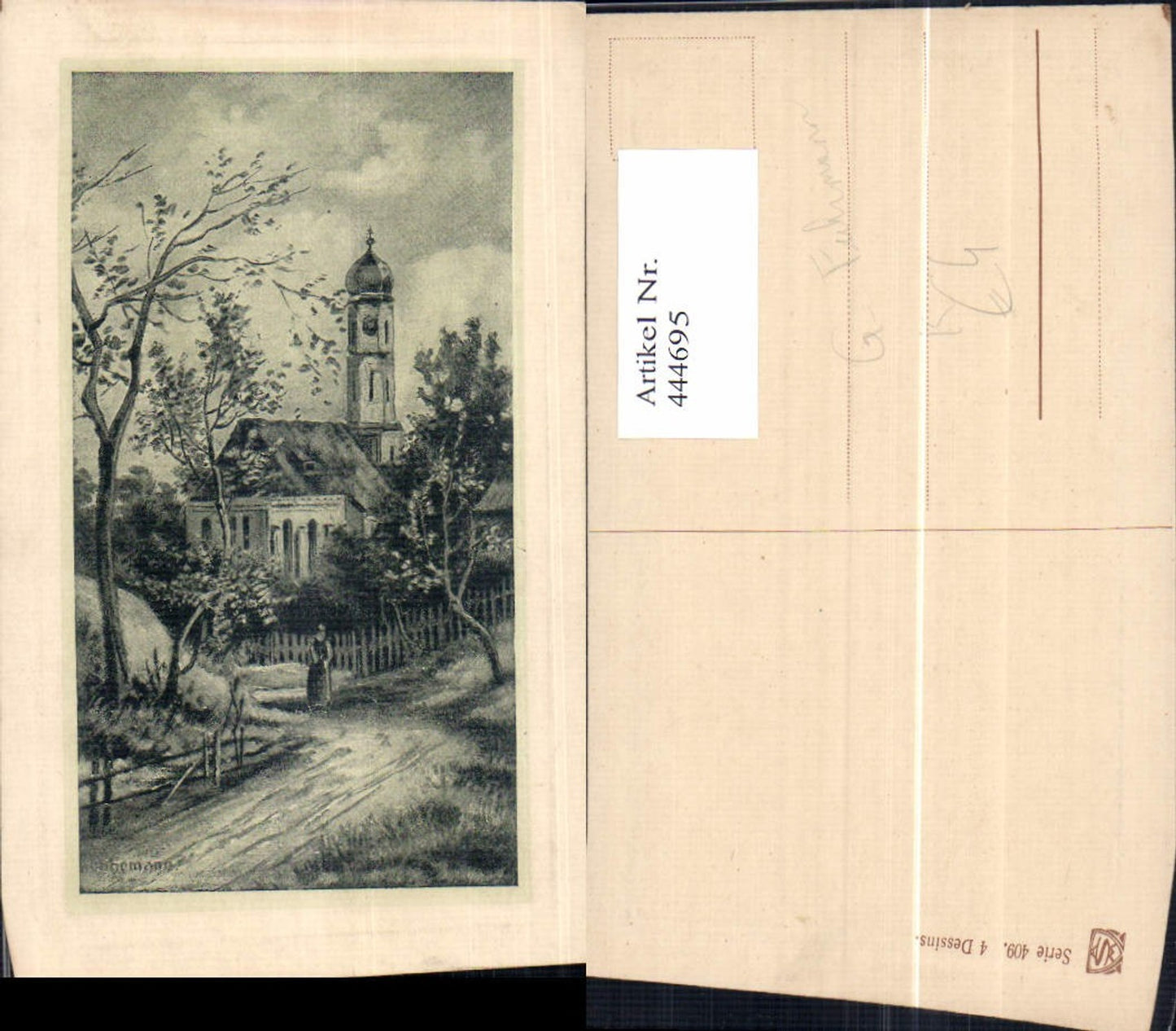 444695,Künstler Ak G. Fuhrmann Kirche Passepartout