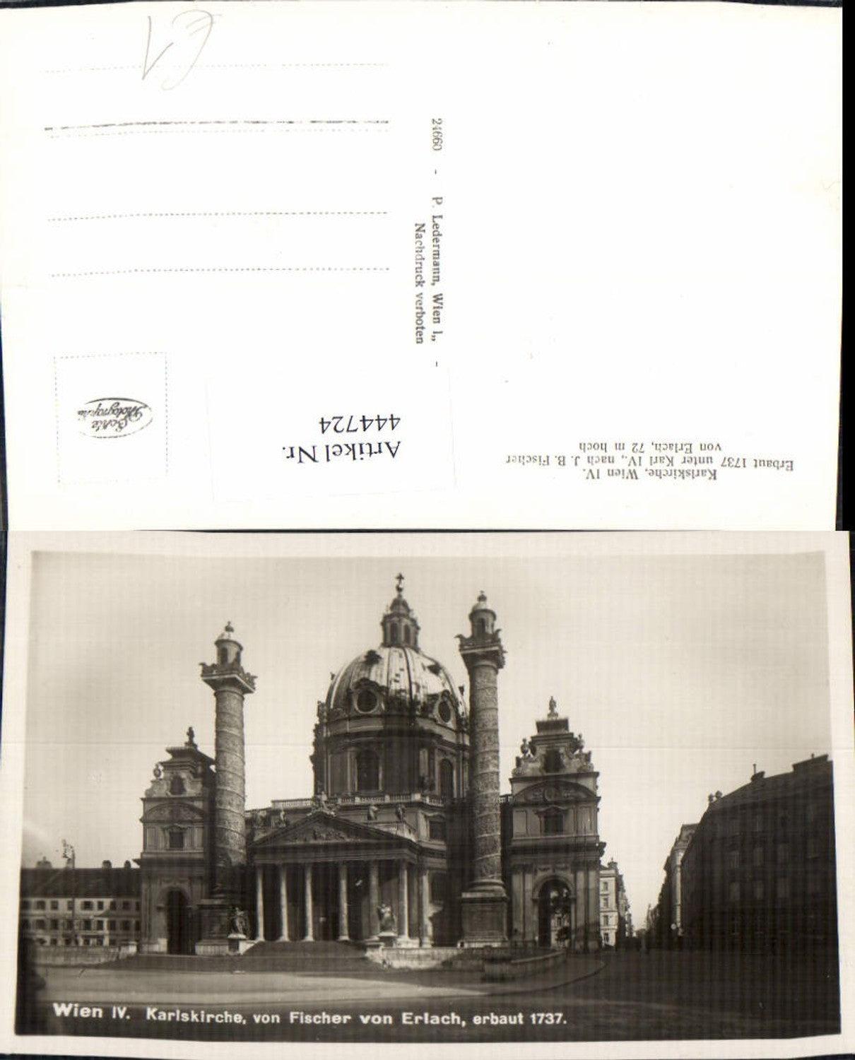 444724,Foto Ak Wien Karlskirche Kirche