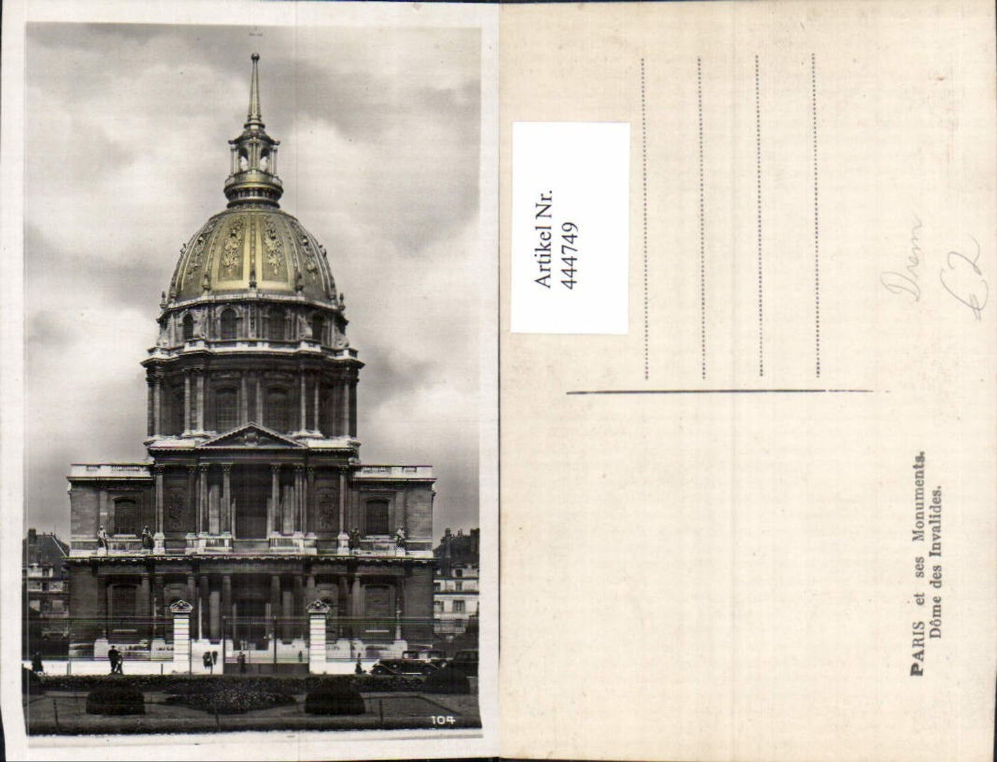 444749,Paris et ses Monuments Dome des Invalides Dom Kirche