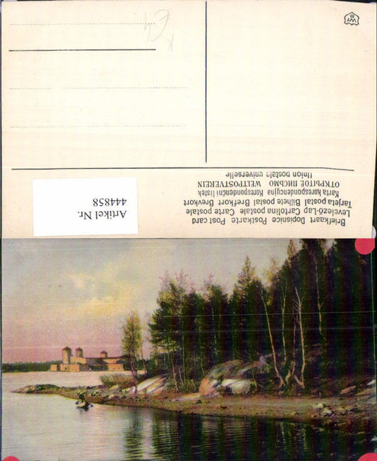 444858,Künstler Ak Schloss a. Wasser Ruderboot Boot Landschaft