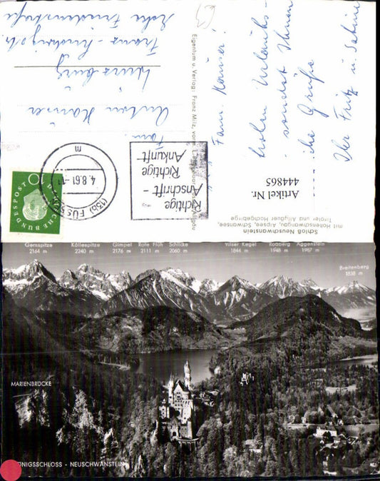 444865,Schloss Neuschwanstein Marienbrücke Gipfelkarte