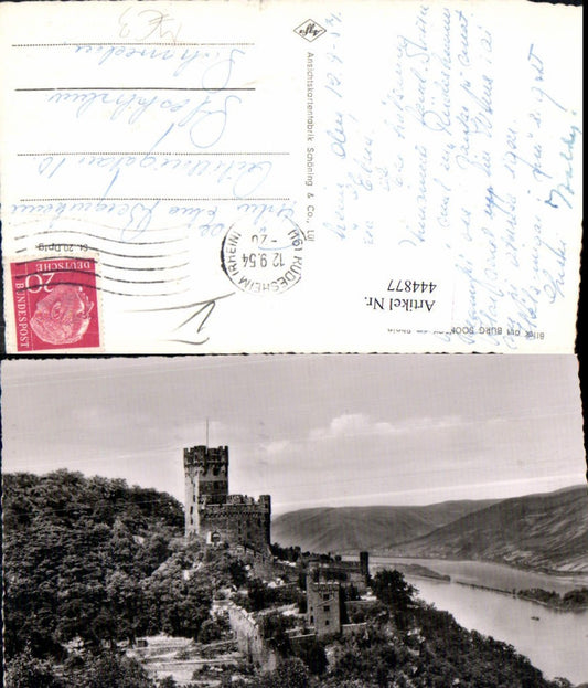 444877,Foto Ak Blick auf Burg Sooneck a. Rhein Rüdesheim