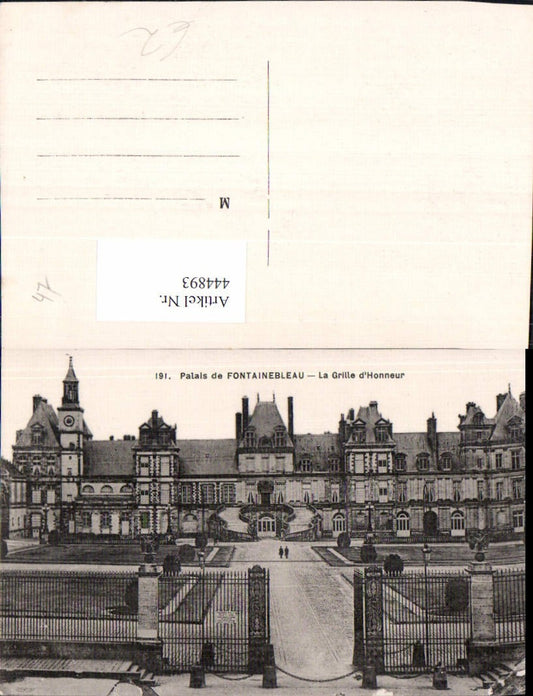 444893,Palais de Fontainebleau La Grille d Honneur Schloss