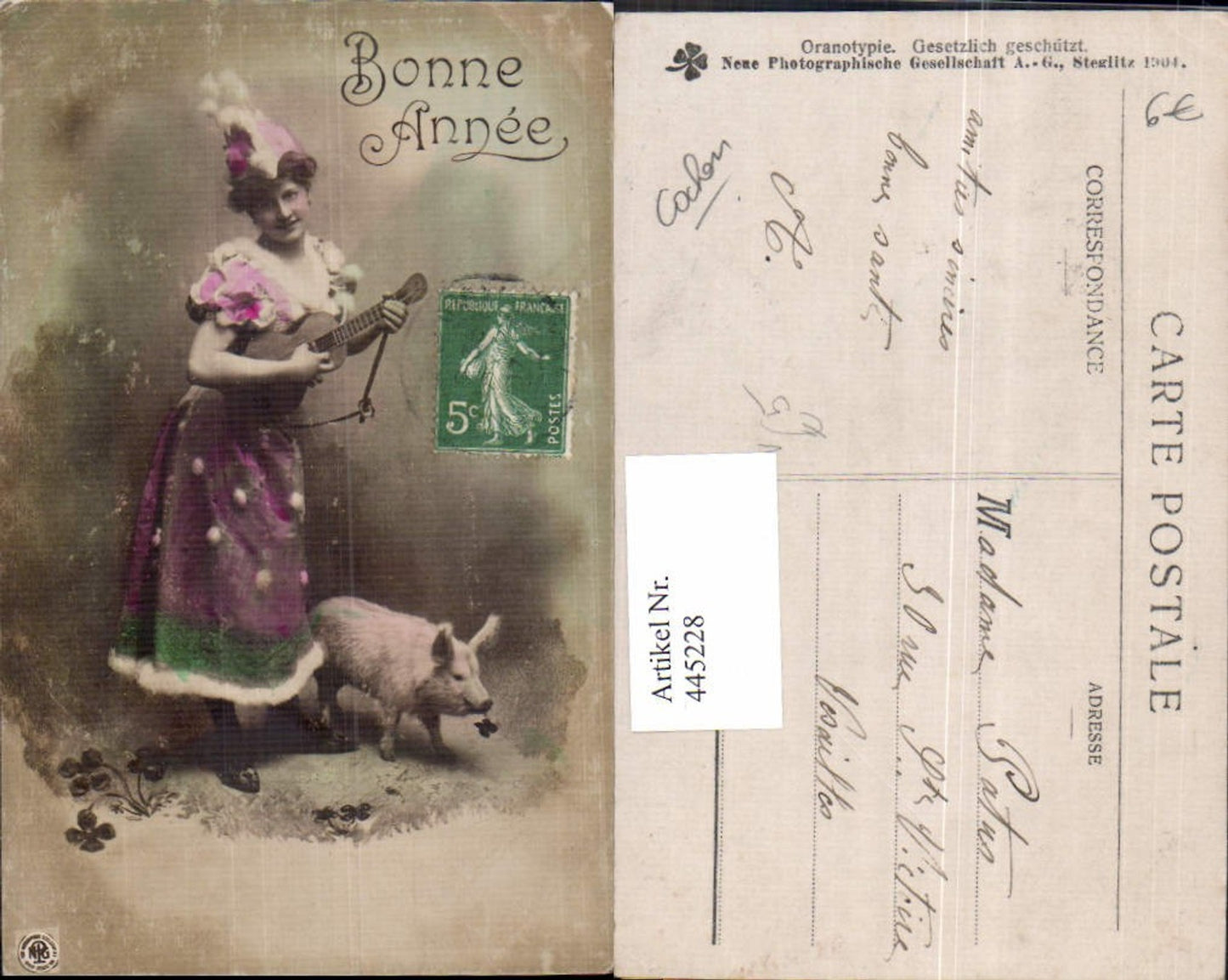 445228,Frau m. Gitarre Schwein Musikinstrument Musik pub NPG