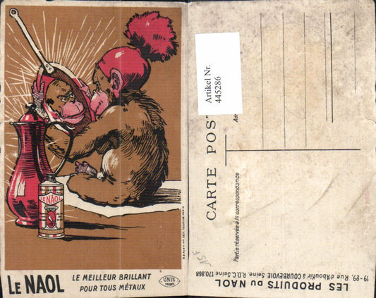 445286,Künstler Ak Reklame Le Naol Unis France Le Meilleur Brillant Affe Spiegel