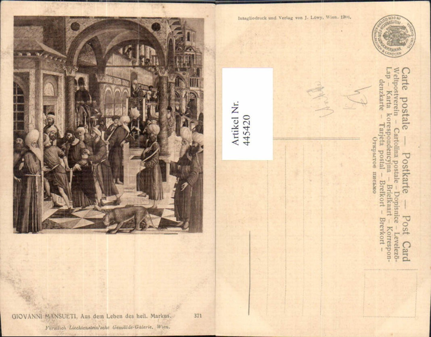 445420,Künstler Ak Giovanni Mansueti Aus d. Leben d. Heil. Markus Antike Religion