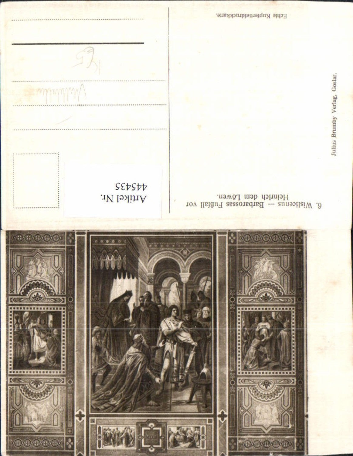 445435,Künstler Ak Wislicenus Barbarossas Fußfall v. Heinrich d. Löwen Mittelalter