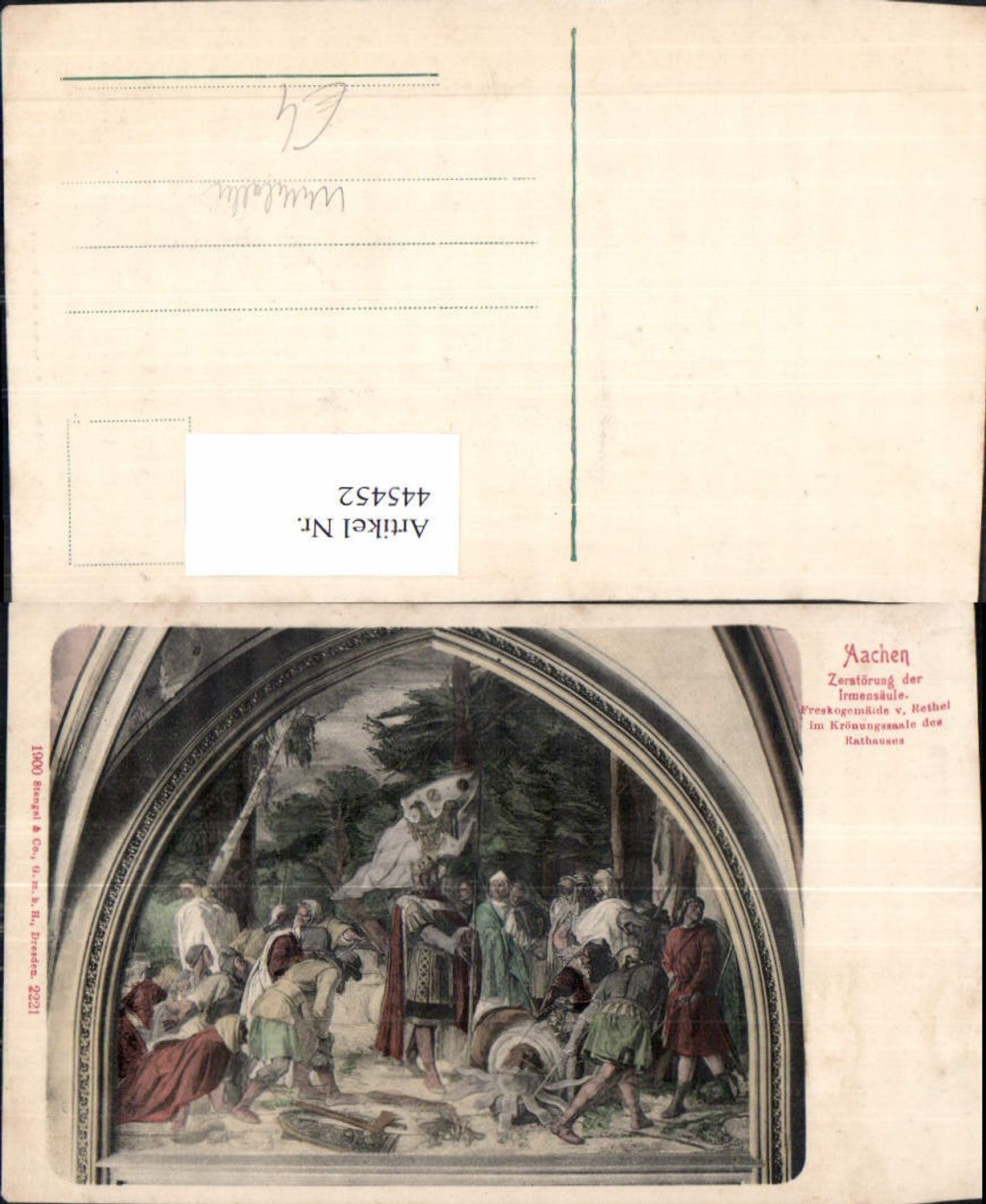 445452,Mittelalter Aachen Zerstörung d. Irmensäule Rethel Krönungssaal