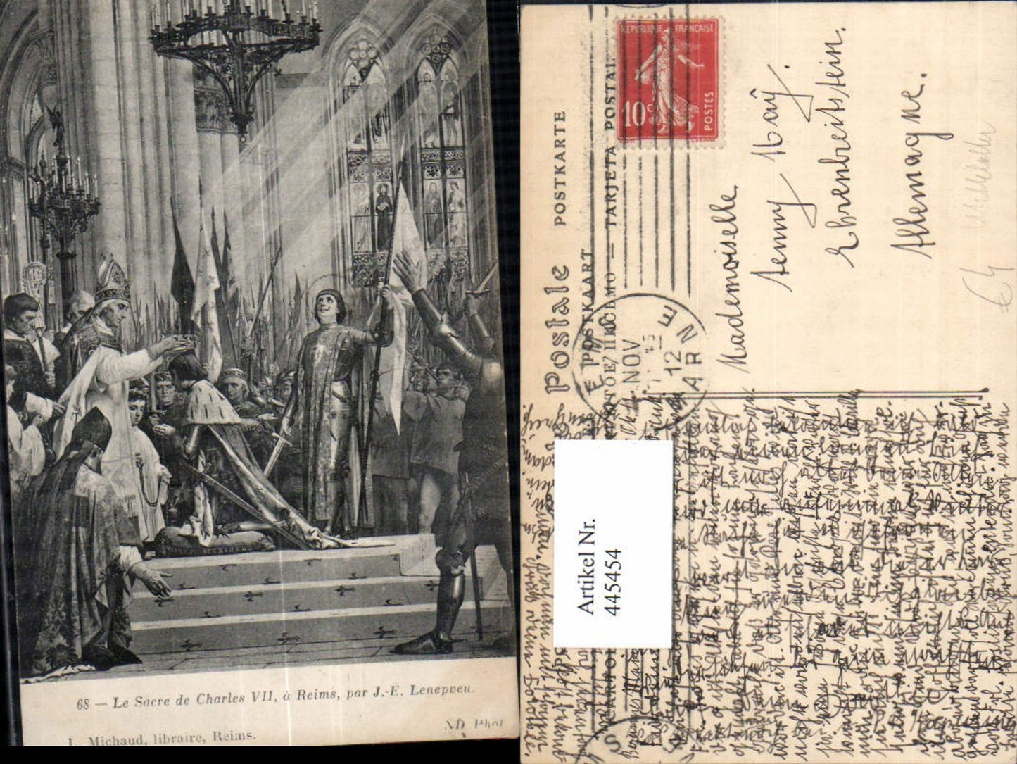 445454,Künstler Ak J. E. Lenepveu Mittelalter Le Sacre de Charles VII a Reims