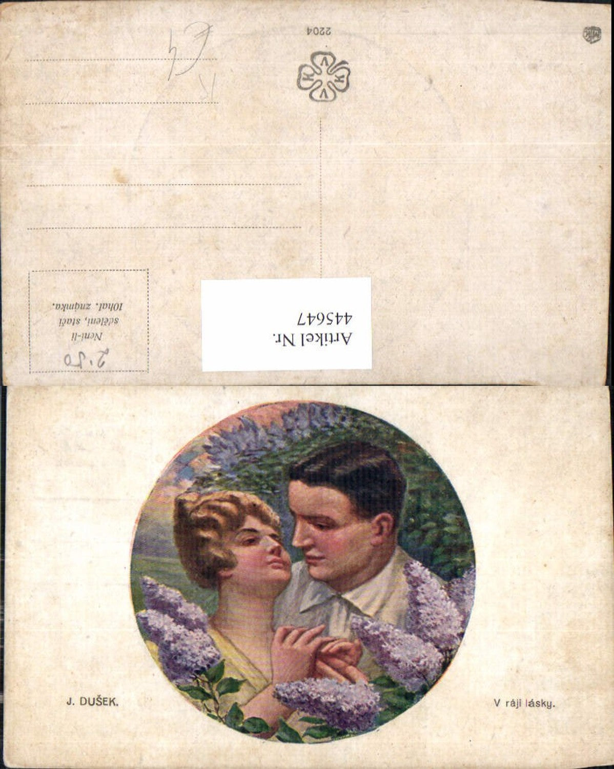 445647,Künstler Ak J. Dusek V rali lasky Paar Verliebter Blick Liebe Passspartout