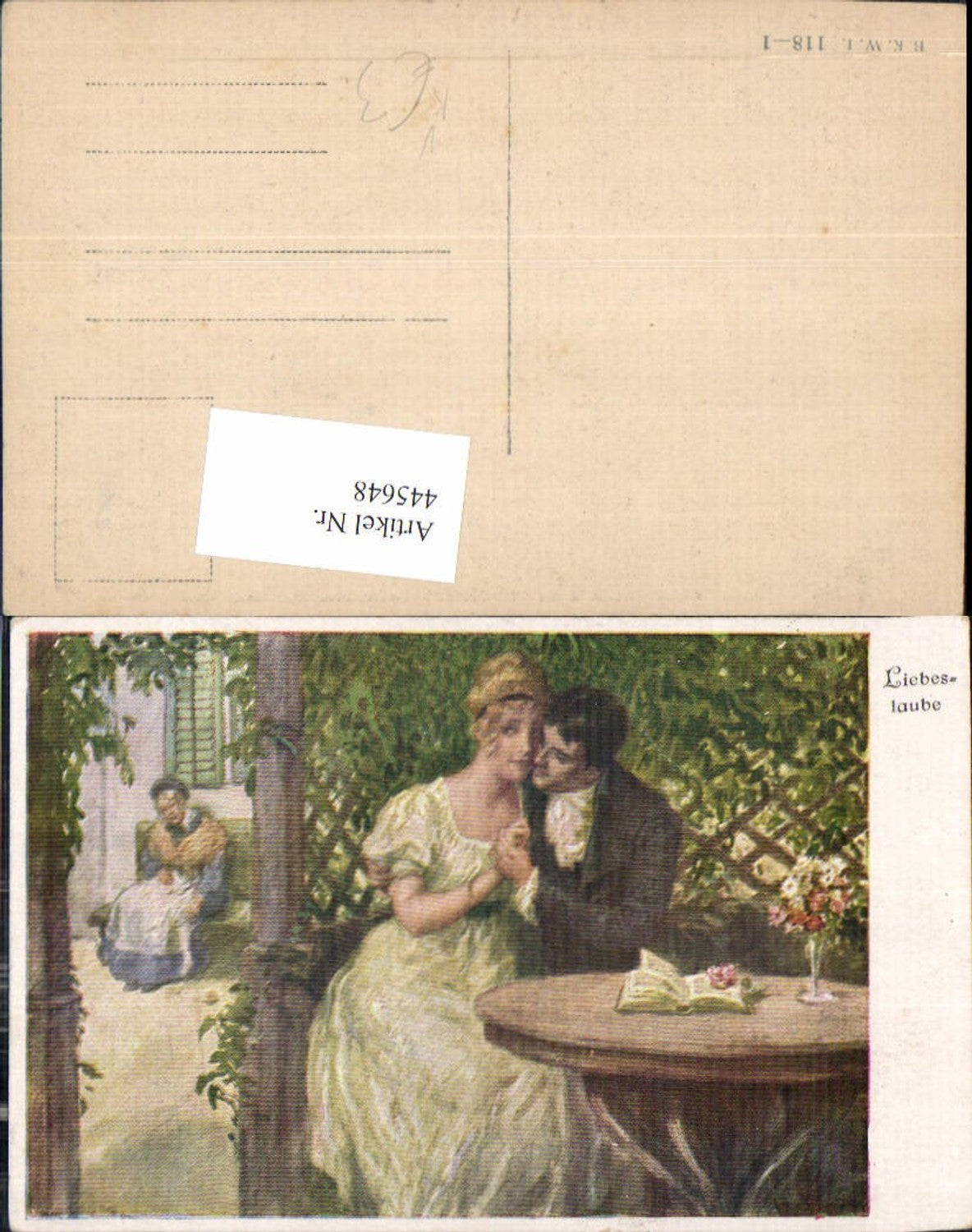 445648,Künstler Ak Liebeslaube Paar Liebe pub B.K.W.I. 118/1