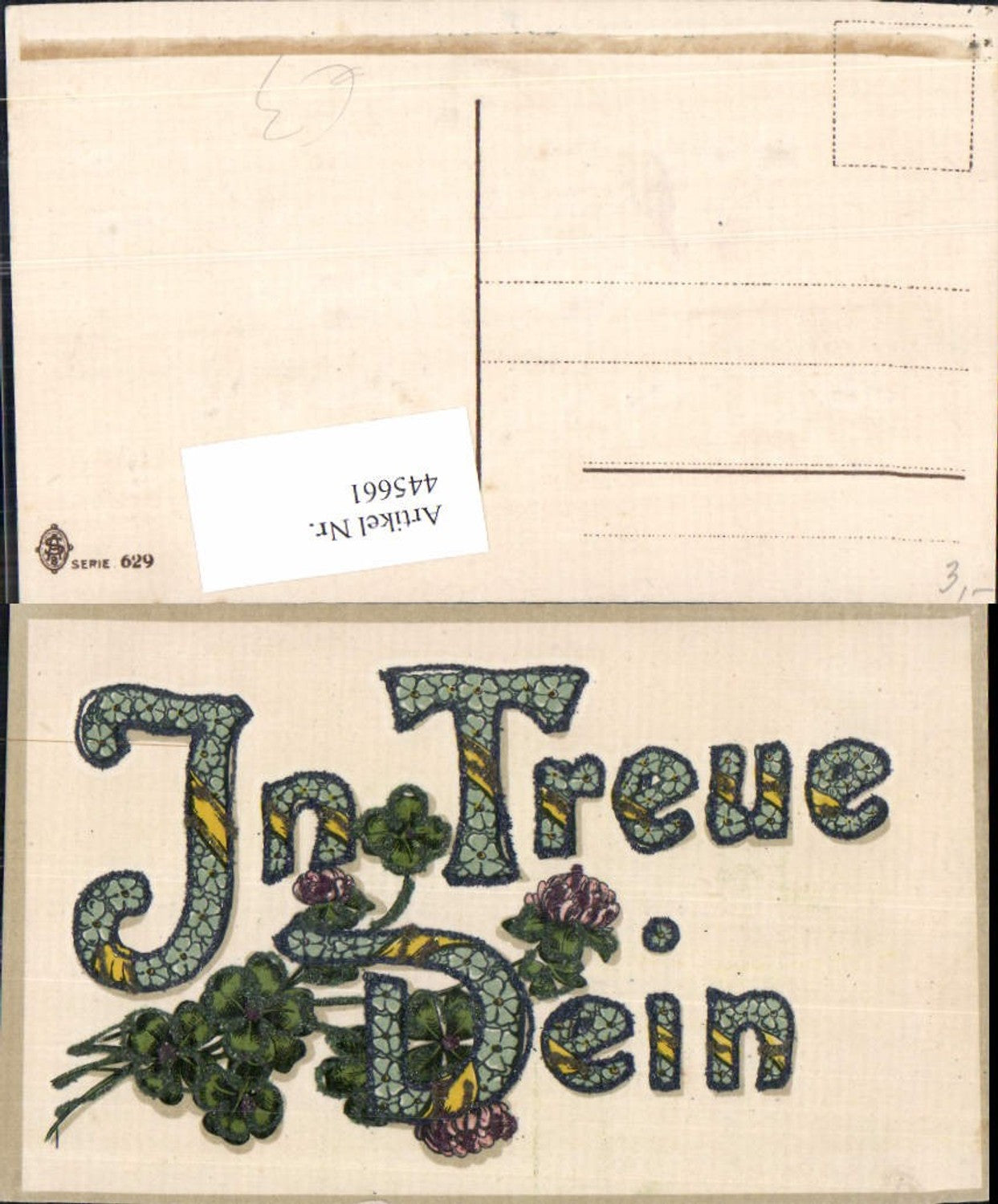 445661,Material Ak Glitzerverzierung In Treue dein Liebe Klee Kleeblüten Spruch