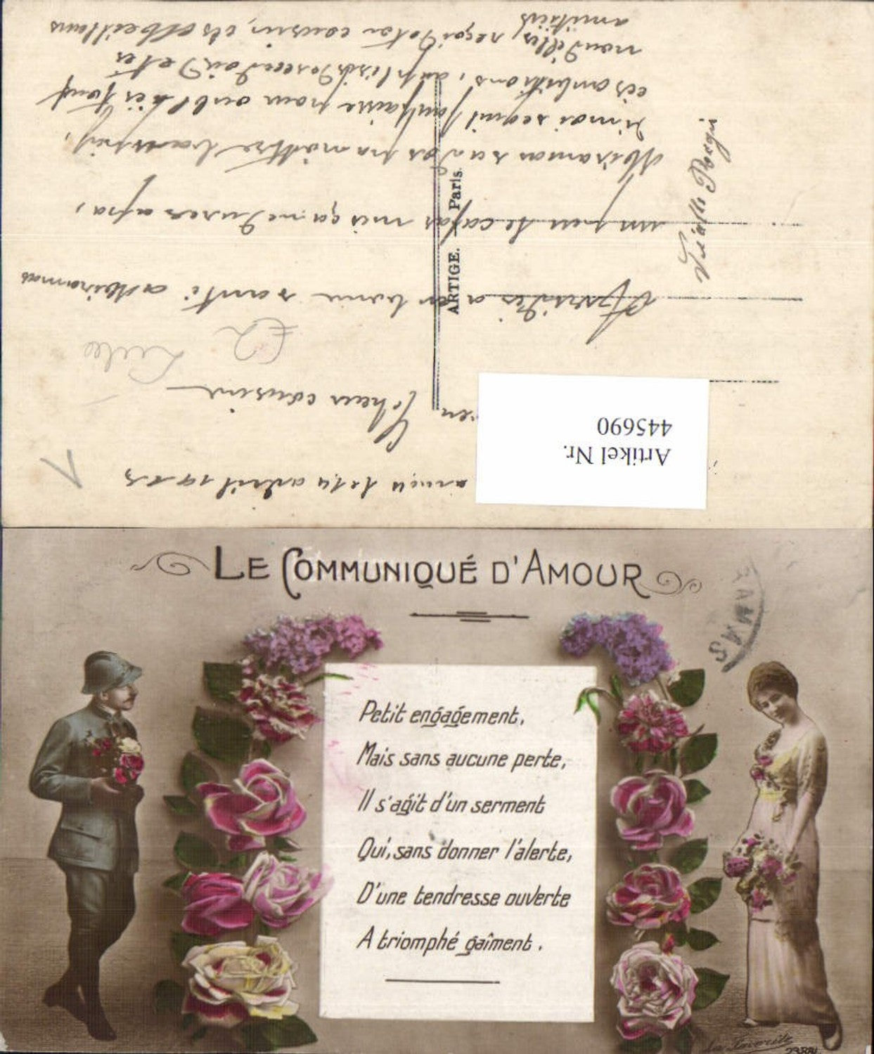 445690,Paar Liebe Le Communique d Amour Blumen Spruch Soldat