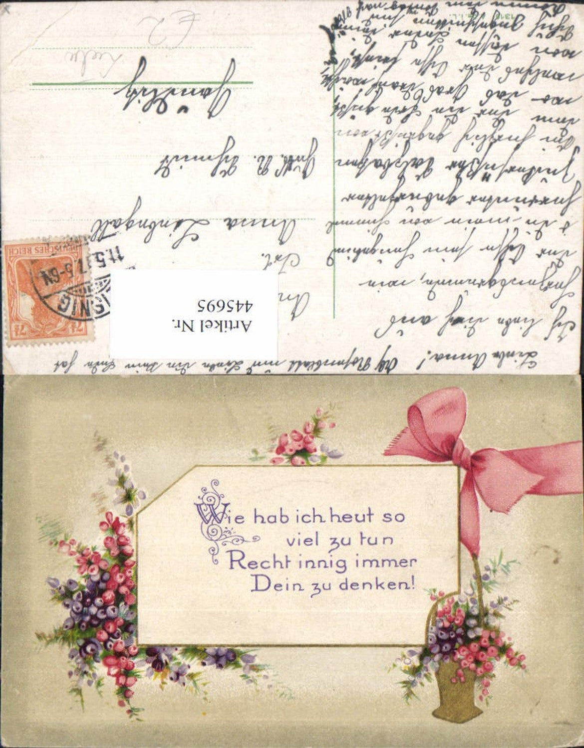 445695,Spruch Text Liebe Blumen Schleife Korb Passepartout