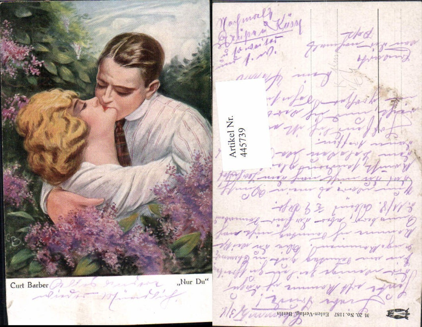 445739,Künstler Ak Curt Barber Nur Du Kuss Paar Liebe pub Eulen-Verlag 20/1187