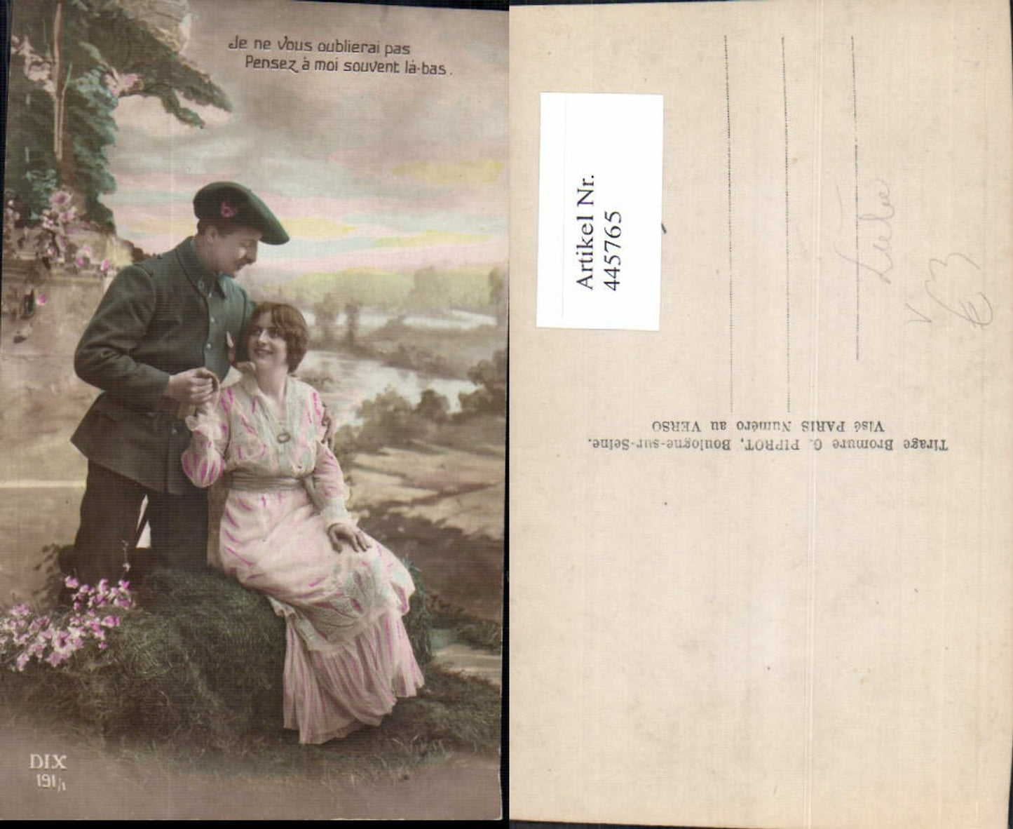 445765,Paar Liebe Verliebter Blick Uniform Händchenhalten Spruch Text pub DIX 191/1