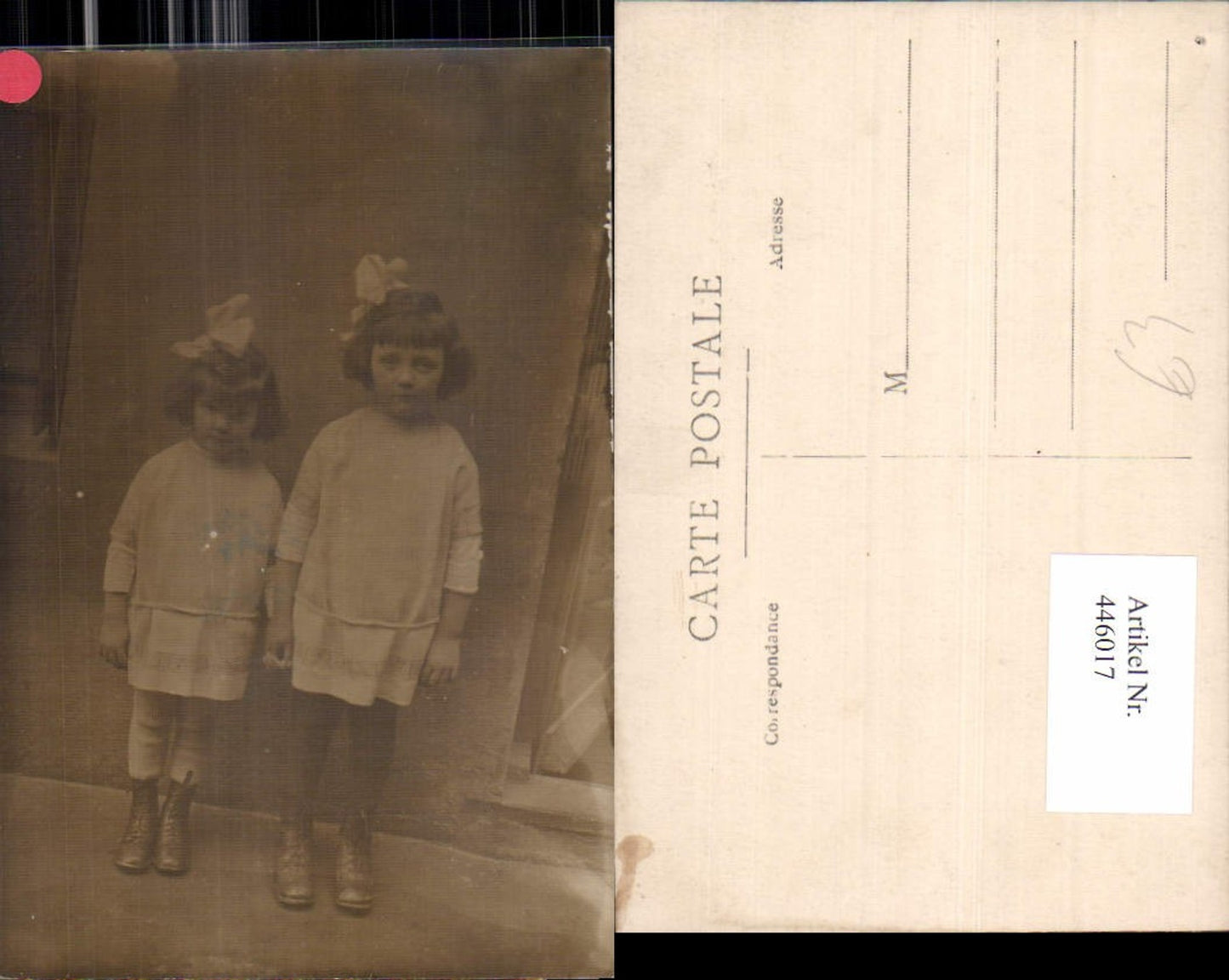 446017,Foto Ak Mädchen Kinder Kleid Haarschleife