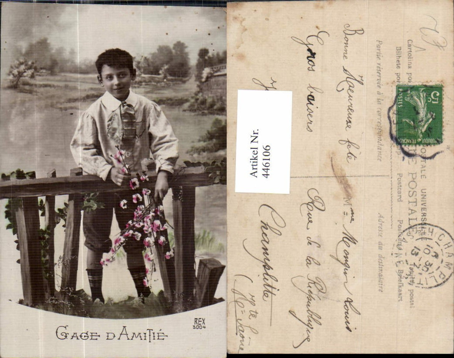 446106,Kind Bub Junge Blütenzweig Gage d Amitie pub REX 3004