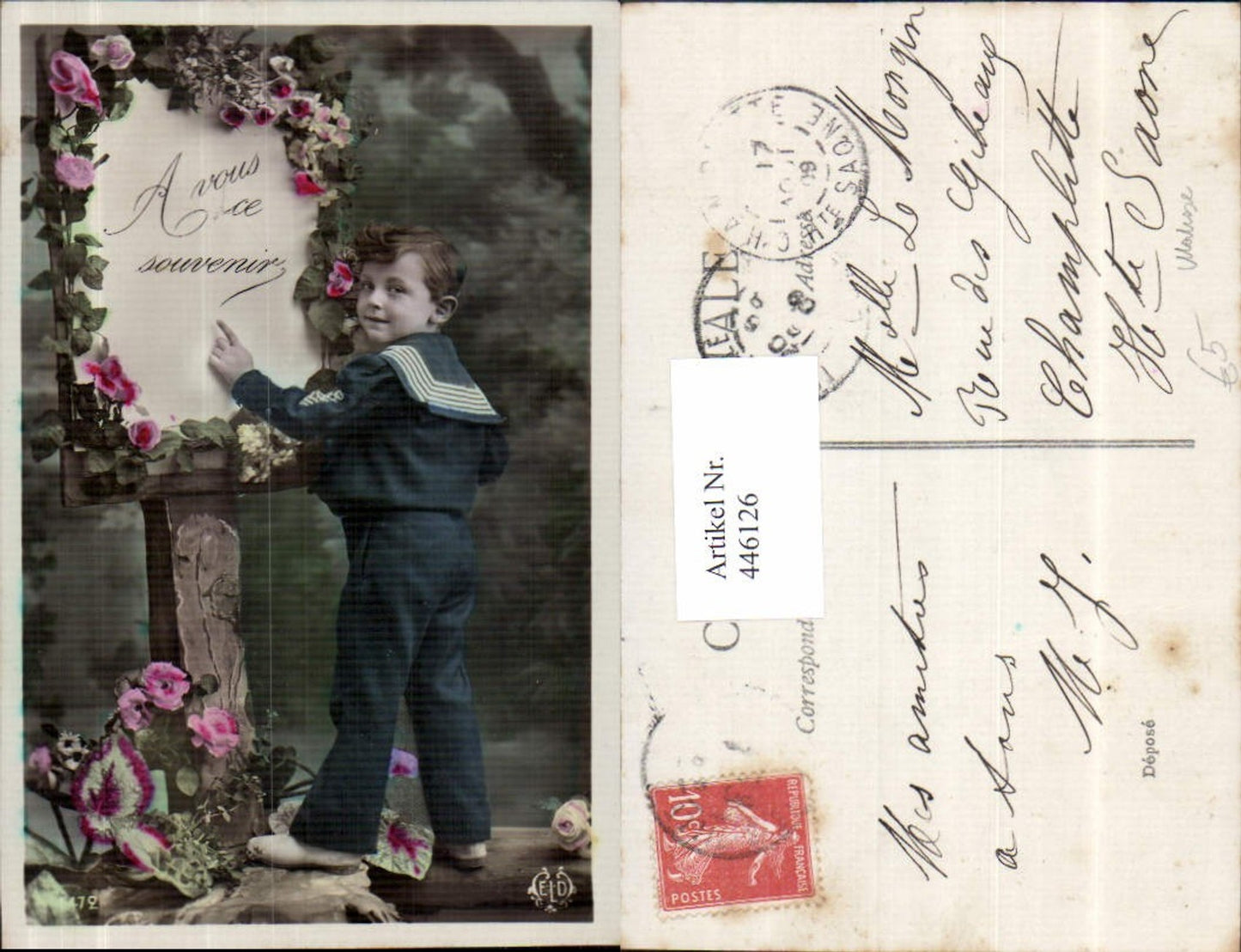 446126,Kind Bub Junge Uniform Matrosenanzug Matrose Tafel Staffelei Rosen