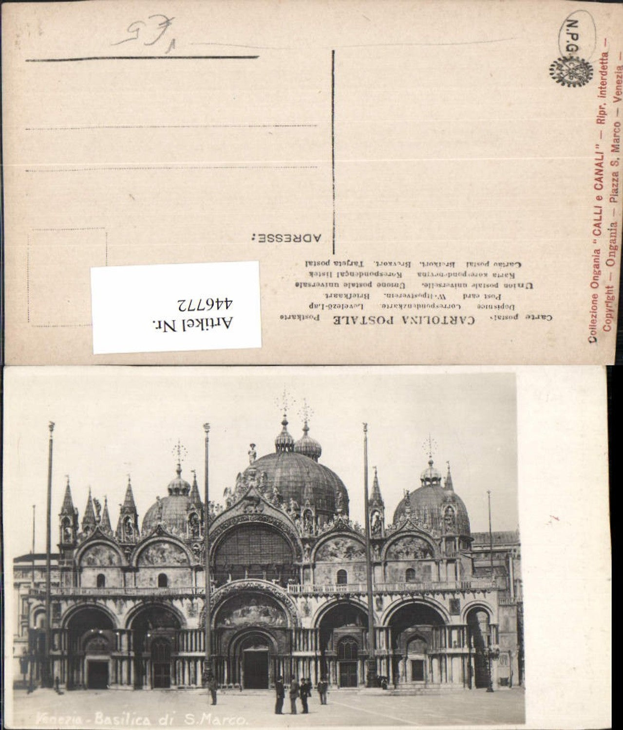 446772,Veneto Venezia Venedig Basilica di S. Marco Markusdom Kirche pub NPG