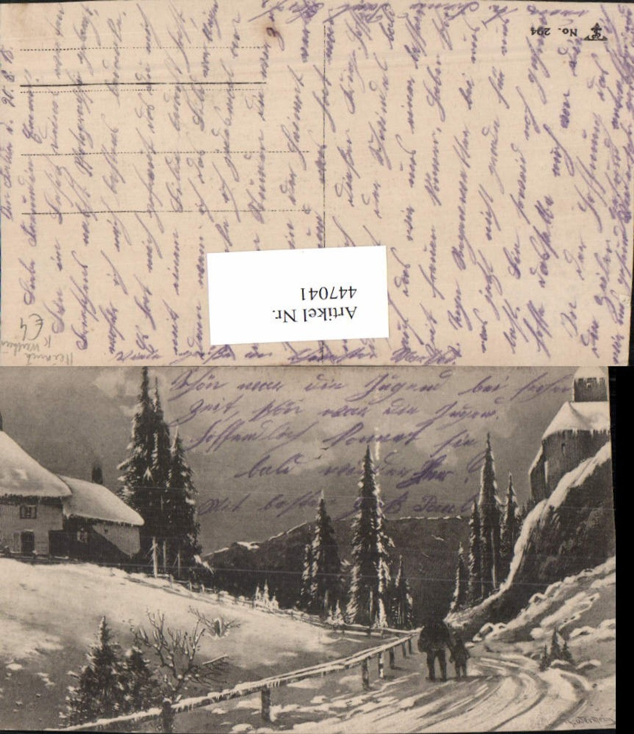 447041,Künstler AK Heinrich Wertheim Winterlandschaft Wegpartie