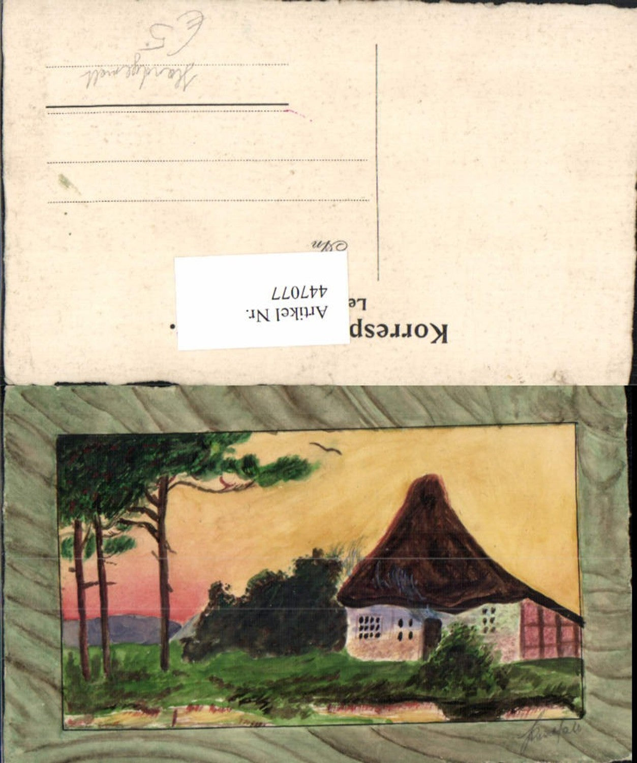 447077,Künstler AK Handgemalt Landschaft Haus Passepartout