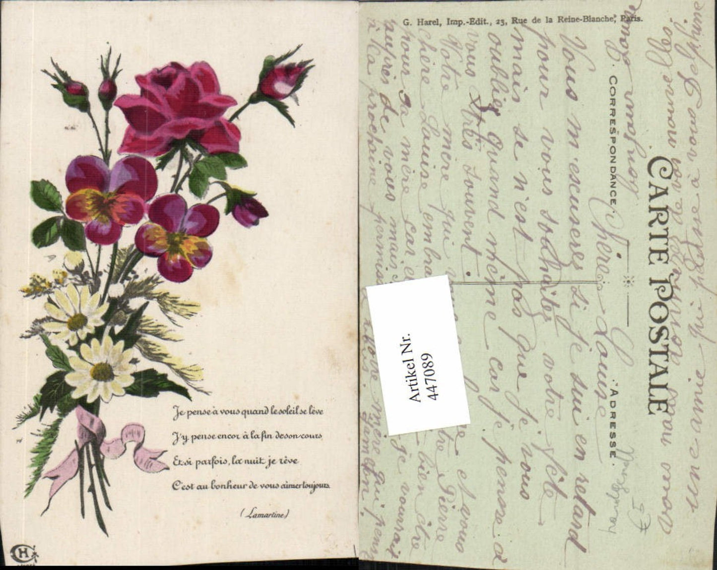 447089,Künstler AK Handgemalt Blumenstrauß Blumen Rosen Stiefmütterchen