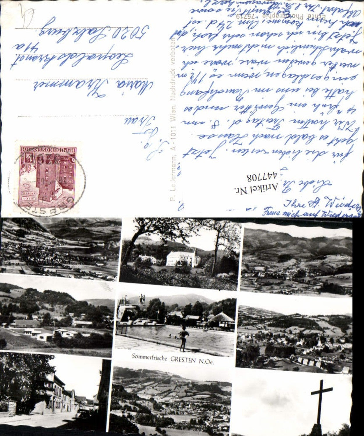 447708,Gresten Totale Freibad Schwimmbad Kreuz Mehrbildkarte