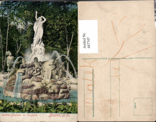 447747,Baden Undine-Brunnen im Kurpark Statue