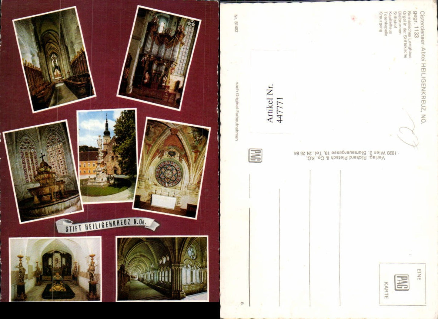 447771,Stift Heiligenkreuz Orgel Bleibrunnen Kreuzgang Mehrbildkarte