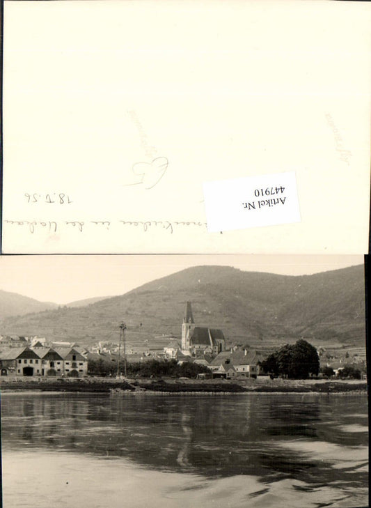 447910,Fotokarte Weißenkirchen in d. Wachau Teilansicht Kirche 1956
