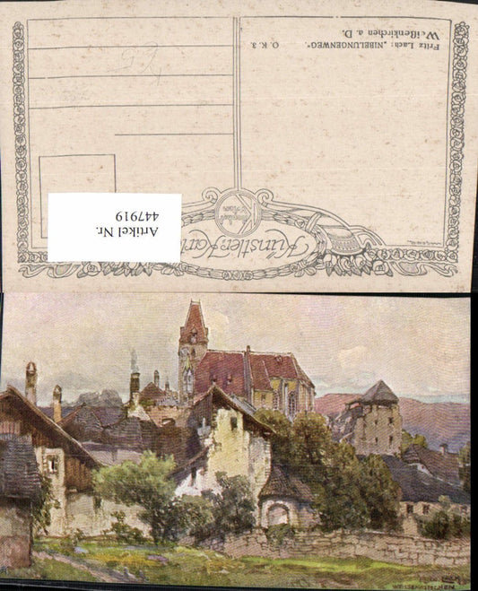 447919,Künstler AK Fritz Lach Weißenkirchen an d. Donau Kirche pub Kilophot