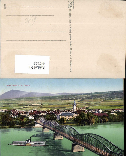 447922,Mautern an d. Donau Totale Brücke Dampfer